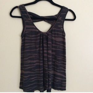 Ella Moss Women's Brown Tiger Strip Tank Scoop Neck Stretch Size XS